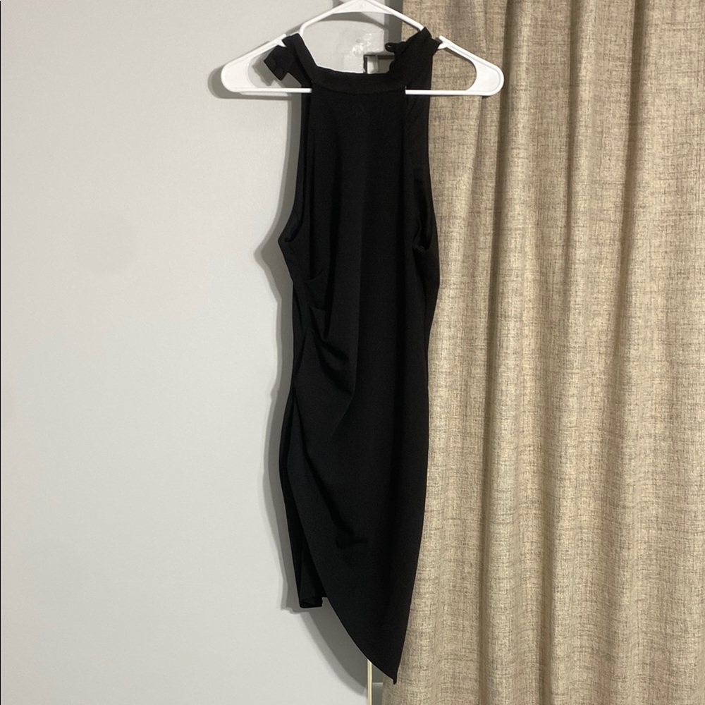 B Darlin Black Asymmetrical Backless Halter Dress